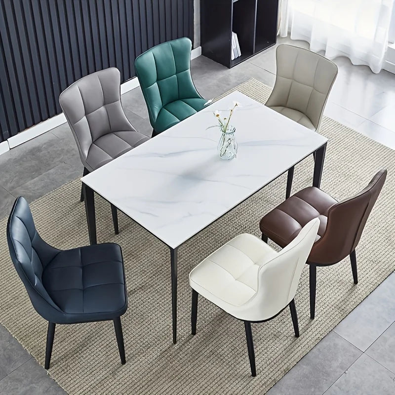 chaise salle manger moderne bleu marine motif losange métal contemporain