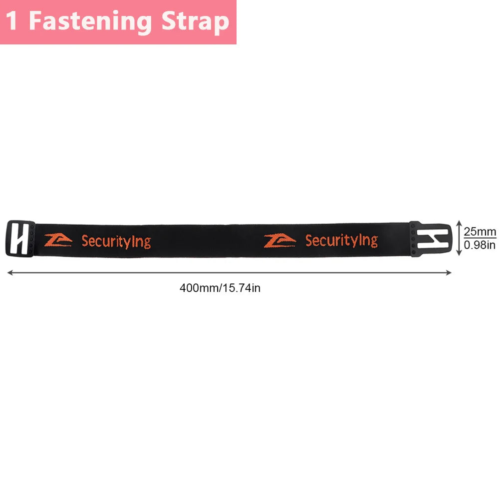 ceinture fixation lampe frontale noir orange logo securitying boucle glissière pragmatique fonctionnelle