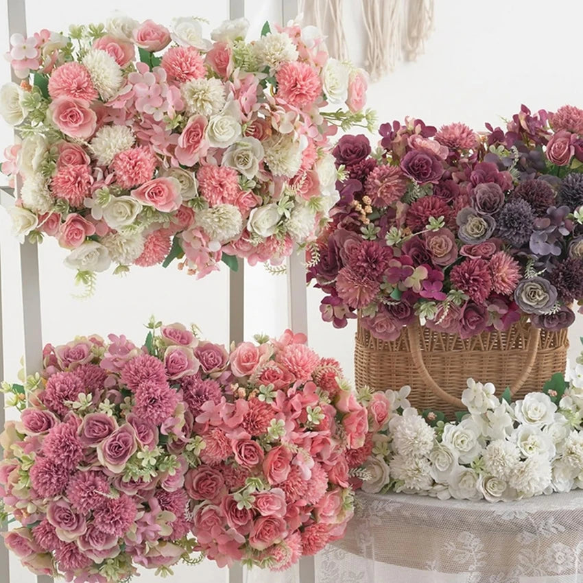 décoration intérieure bouquet fleurs artificielles roses couleurs blanc rose violet modernes élégantes