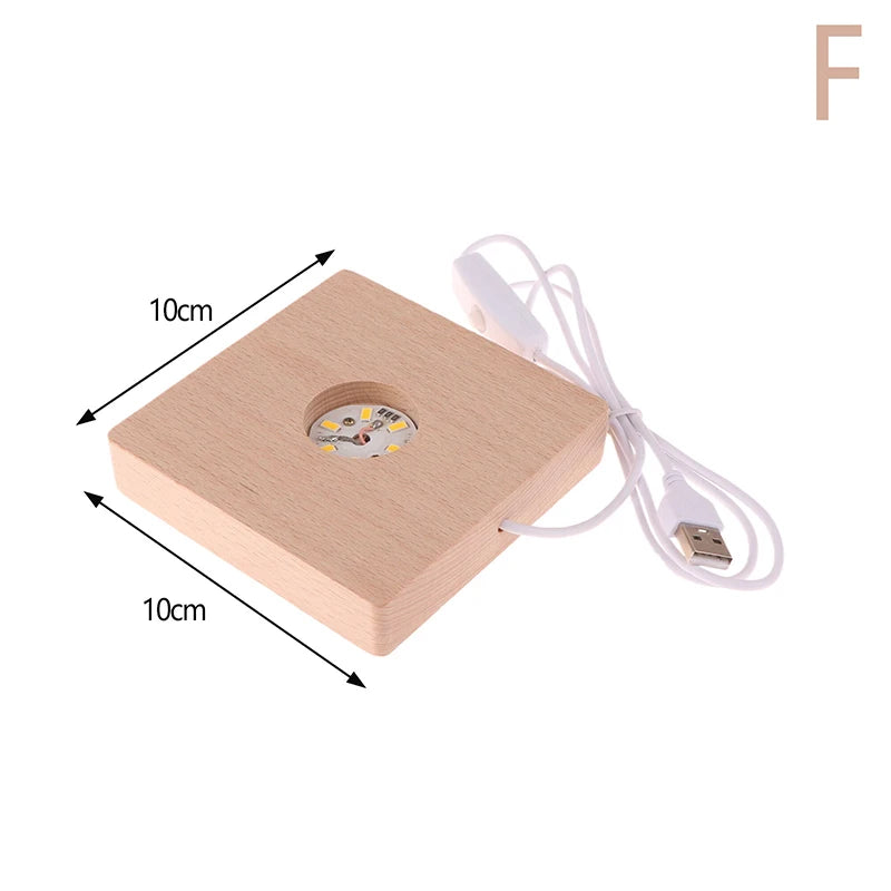 support lumière led plaque bois finition lisse moderne batterie aaa diodes jaunes usb minimaliste