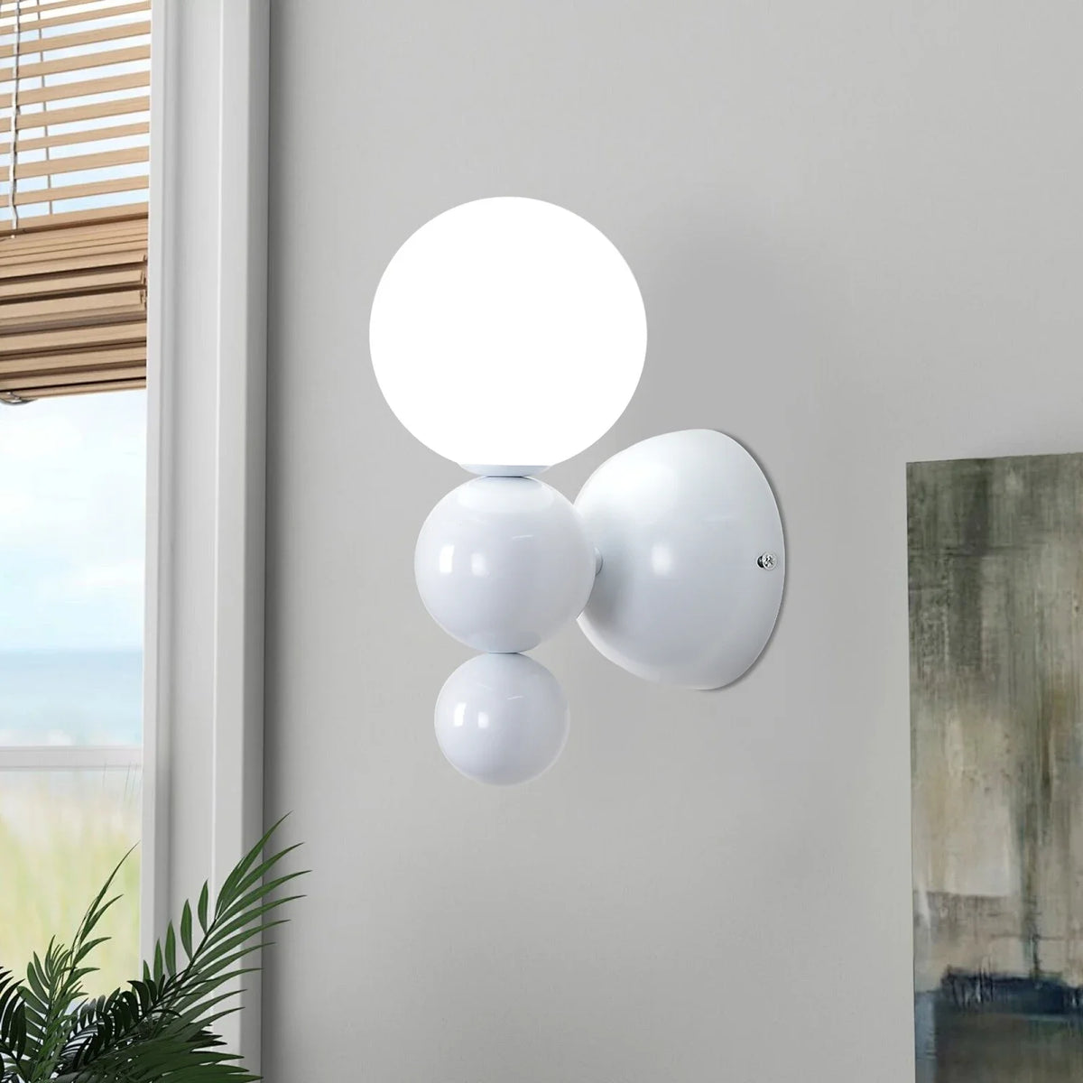 lampe murale moderne sphères rouge blanc vert adhésif métal plastique led chambre salon cuisine