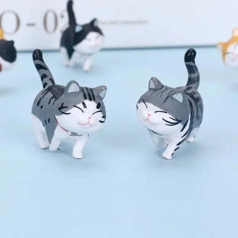 figurines chats cartoon mignon colliers gris noir blanc orange bébé animaux