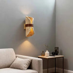 lampe murale tressée bois beige rustique éclairage quotidien led moderne fixée mur