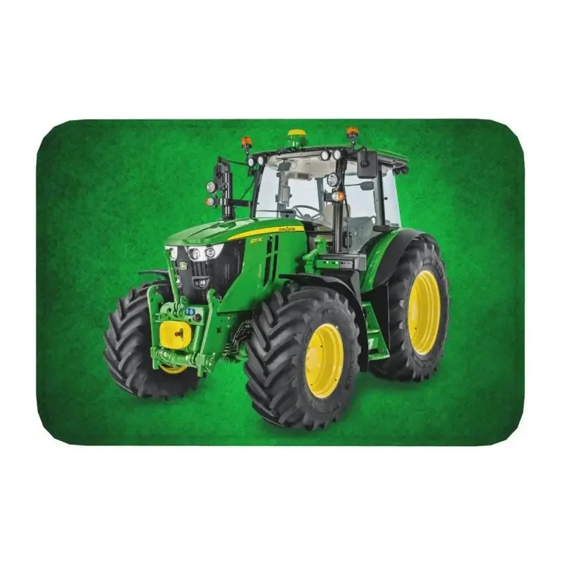 tapis sol entrée décoratif tracteur agricole fleurs welcome moderne antidérapant polyester vert jaune