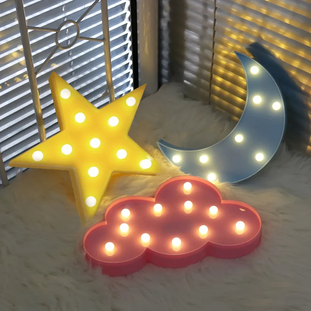 veilleuse led nuage étoile lune jaune bleu rose blanche chambre enfant décoration vintage lumineuse