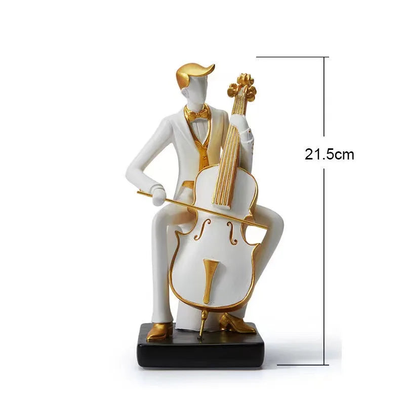 statues musiciens résine blanc doré moderne minimaliste saxophone violoncelle décoration
