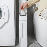 poubelle salle bain brosse wc intégrée moderne blanc plastique gain place