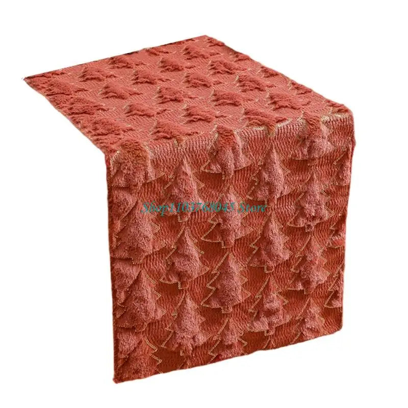 chimene table plush sapins noel rouge blanche 33x93 cm decoration festive