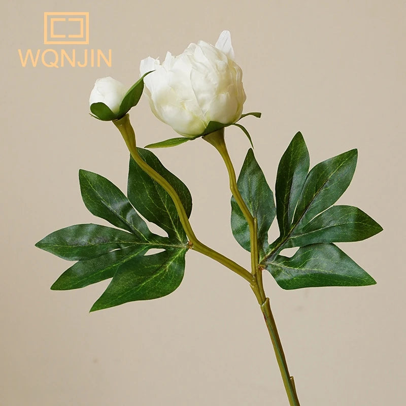 pivoines artificielles soie rose blanc vert décoration maison mariage anniversaire transparent vase
