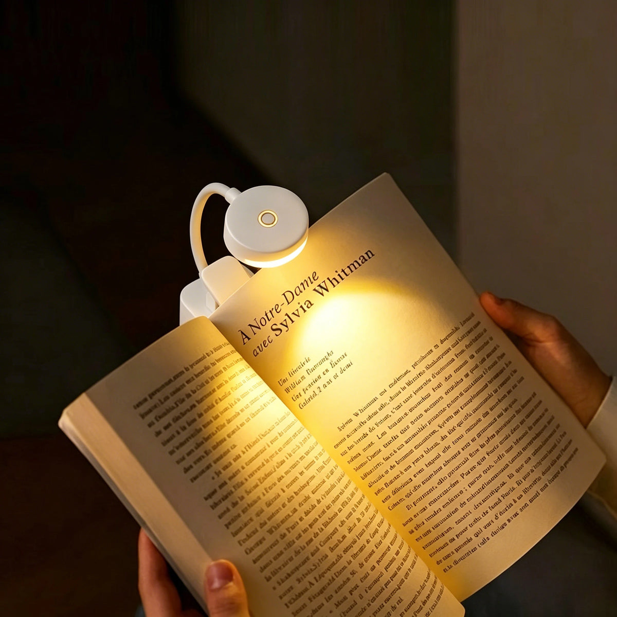 lampe lecture led rechargeable port usb clips moderne portable blanc