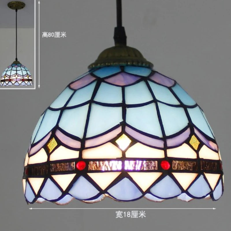 lampe suspendue tiffany multicolore stained glass floral salon chambrehôtel
