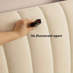 housse tête lit velours beige poche rangement coutures modernes