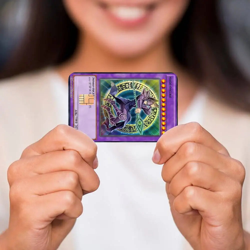 cartes jeu yu gi oh monster stickers adhésifs waterproof credit debit carte violet vert