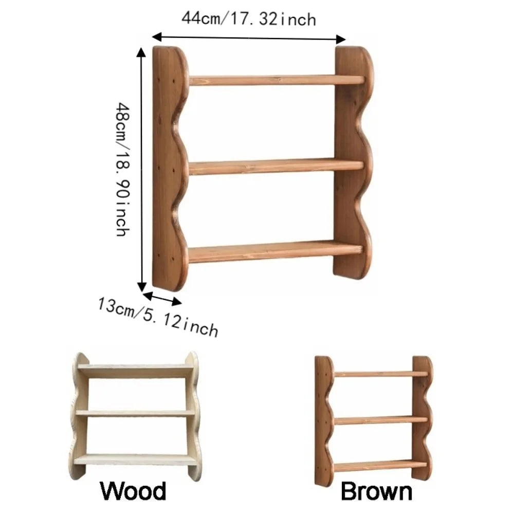 étagère murale bois brut naturel rustique moderne niveaux tasses chambre coucher fixations incluses