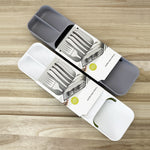 organisateur couverts gris moderne rangement vaisselle fourchettes cuillères couteaux respectueux environnement plat lisse