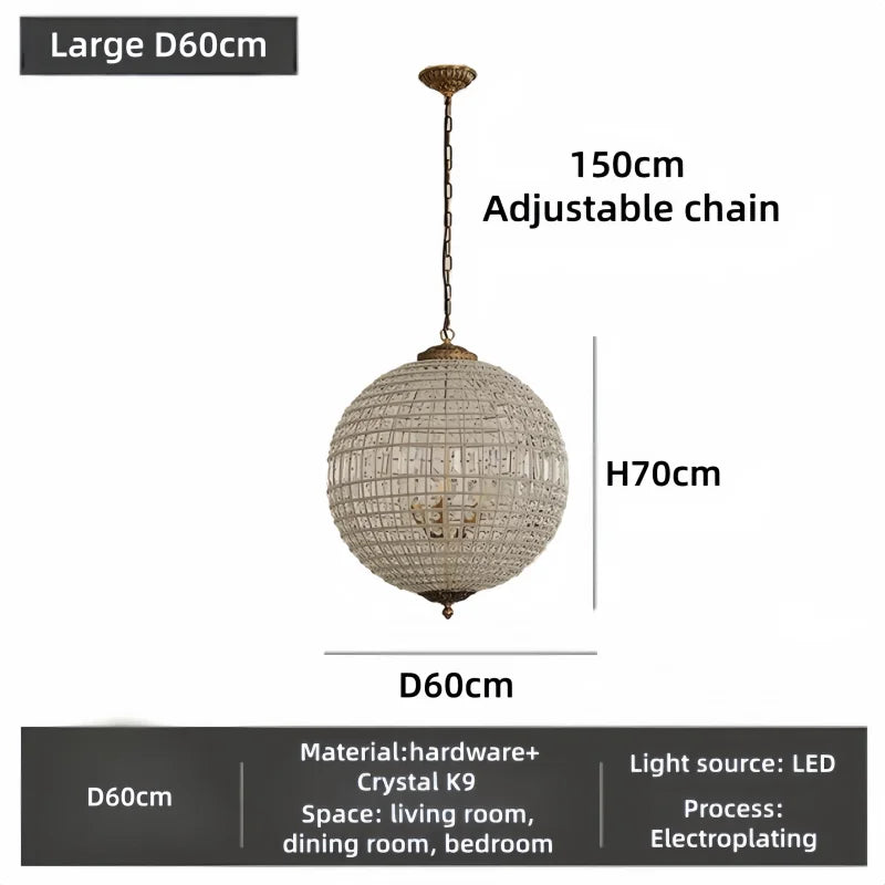Suspension transparente dorée classique chaînes lumière blanche chaude neutre 4500K 3000K chambre salon