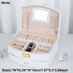 boîte bijoux simili cuir portable miroir vert rose blanc noir moderne