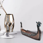 décor maison bateau viking résine bois sculpté détails dorés rétro nostalgie ornement diffusion parfum