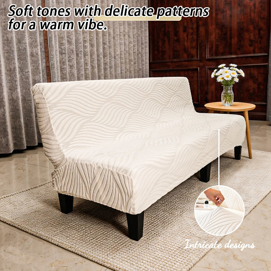 housses canapé lit pliable rayures ondulées beige clair moderne printemps été salon machine lavable