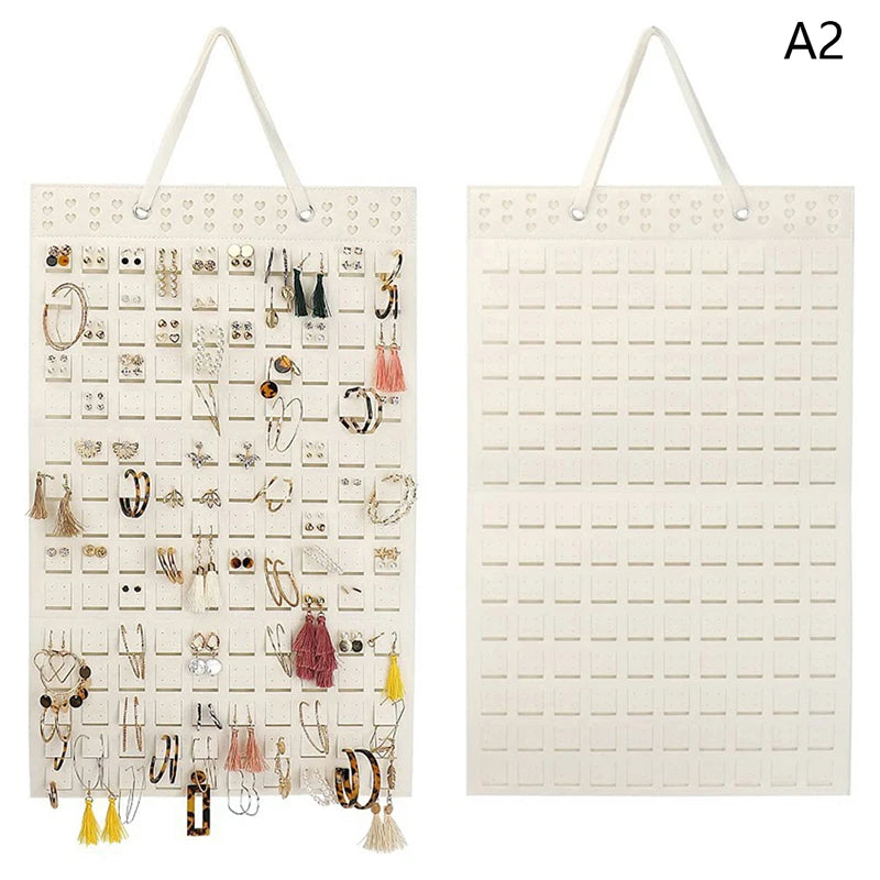 porte bijoux mural rangements bois gris moderne rangées trous perches