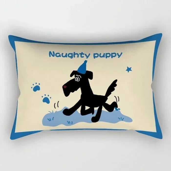 taies d'oreiller kawaii rayées chats chiens moderne enfants chambre decoration maison 30x50cm 40x60cm 50x70cm