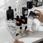 organiseur rangement transparent moderne maquillage parfum soins cosmétique deux étages acrylique multifonctionnelle