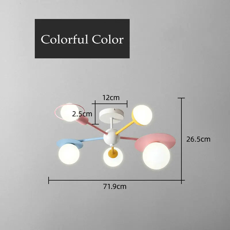 lampe suspension rose jaune bleu sphères translucides moderne minimaliste lumière blanche