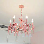 lustre rose shabby chic rubans cristaux romantique chambre fille decoration interieur
