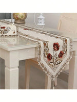 nappe décorative brodée motifs floraux semi transparente vintage mariage festives