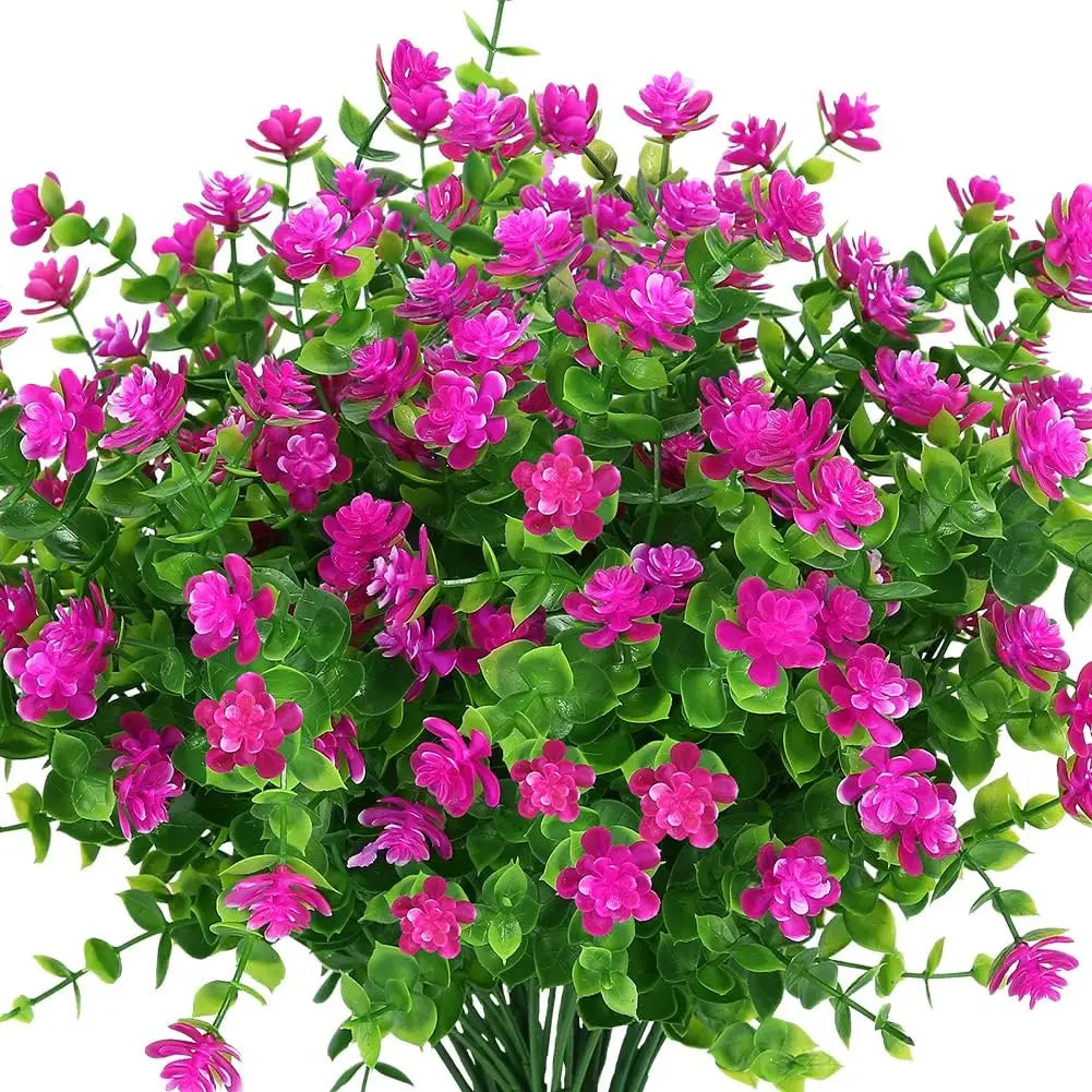 décoration extérieure bouquet artificiel fleurs simples feuilles vertes moderne blanc vert