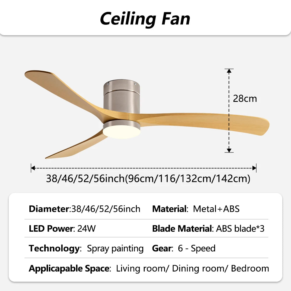 ventilateur moderne lumière led blanc marron moteur dc télécommande salon maison