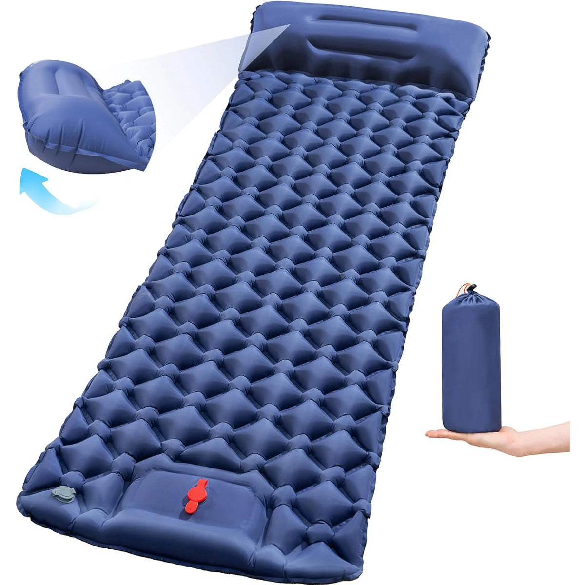 matelas gonflable camping pliant pompe main sac rangement oreiller randonnée