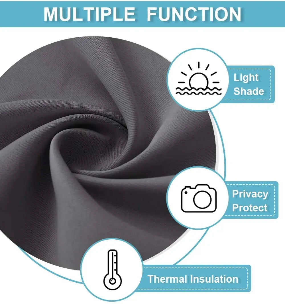 rideaux porte coulissante occultants gris foncé tissu uni moderne sans perçage adaptable fenetre française