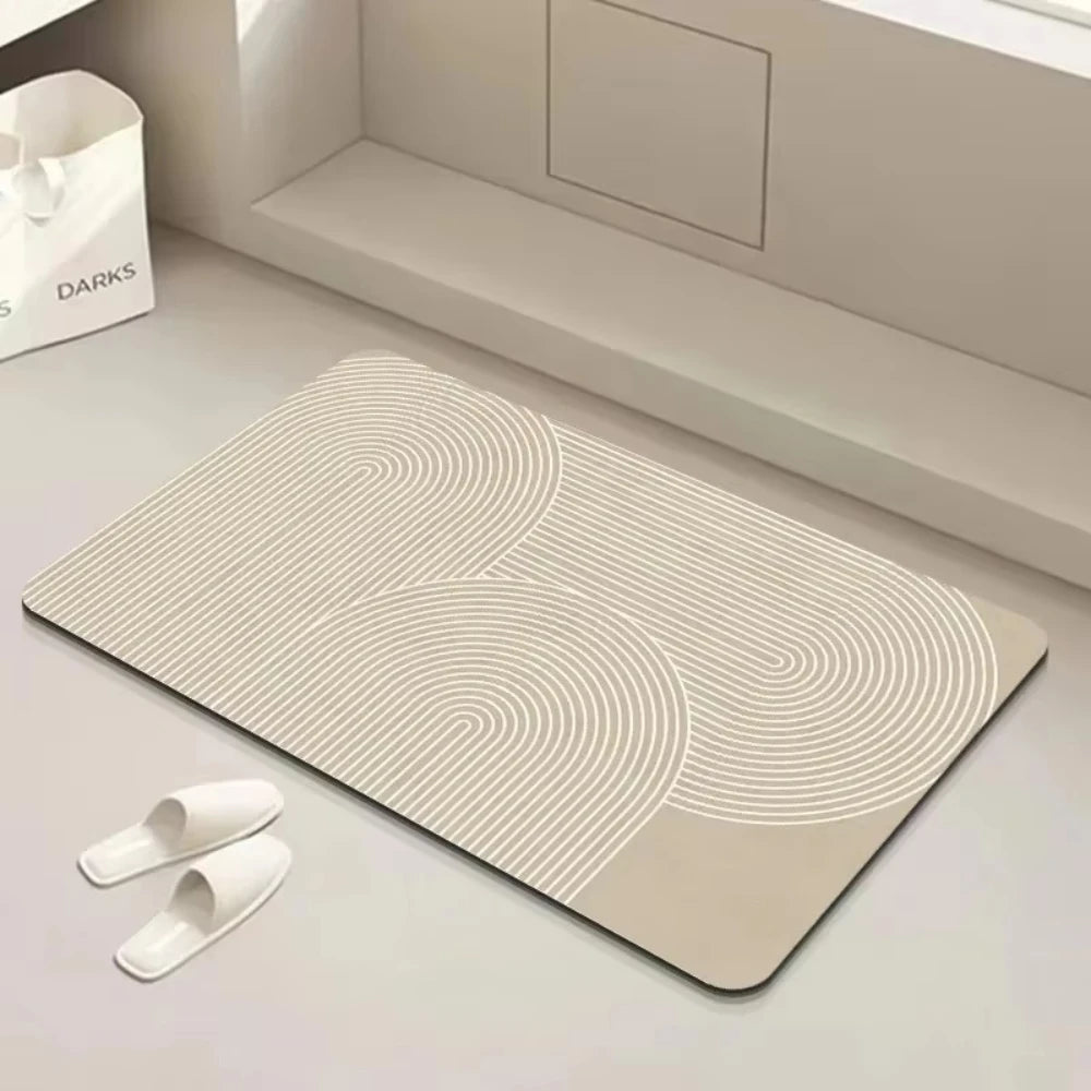 tapis bain absorbant antidérapant moderne beige lignes ondulées 40x60cm 50x80cm doux salon chambre