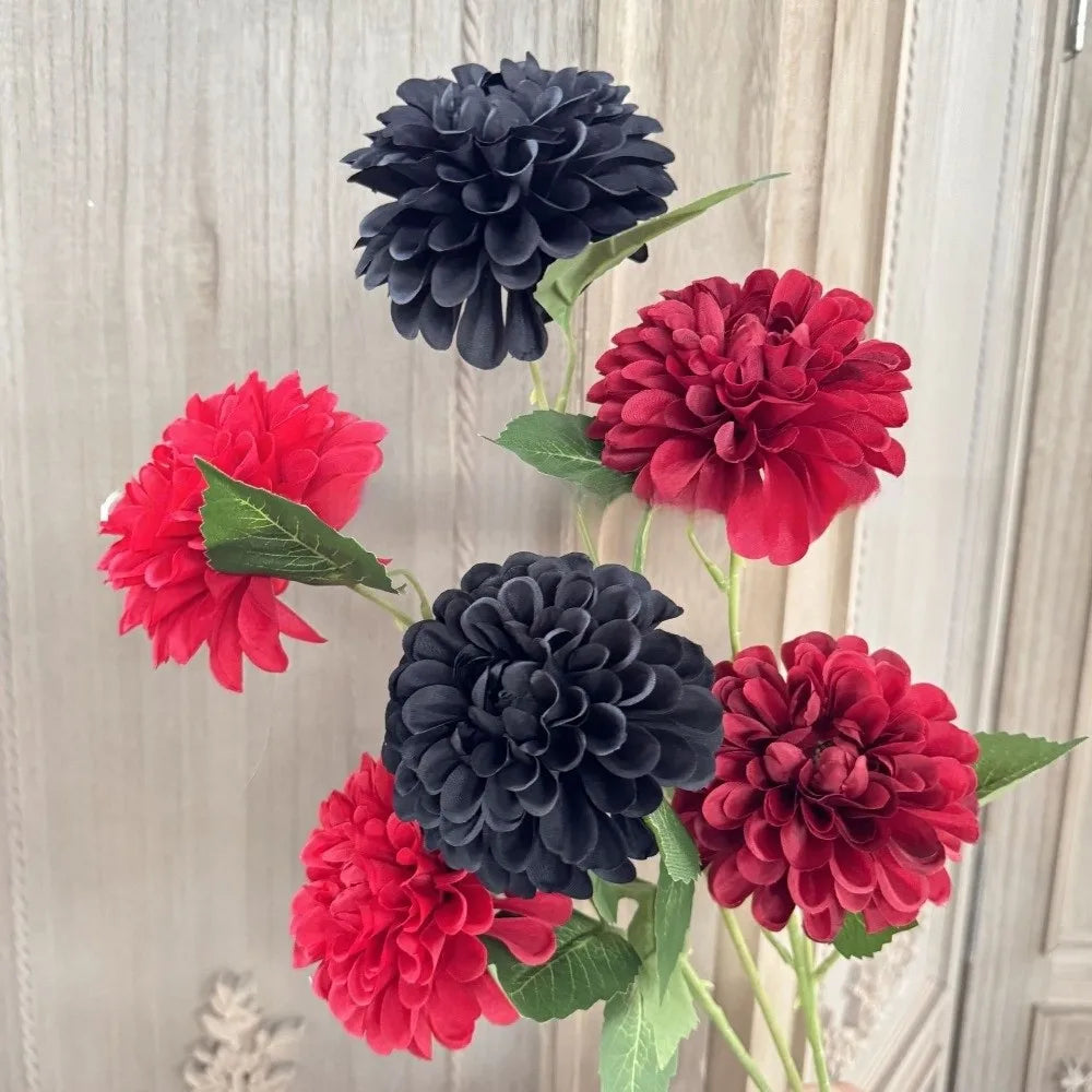 décoration intérieure bouquet fleurs artificielles rouge noir vert bleu blanc moderne élégant anniversaire baby