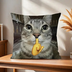 housse coussin motif chats gris blanc moderne maison 40x40cm polyester peachskin