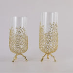 vase moderne élégant doré branches stylisées transparent pieds sculptés decoration maison table
