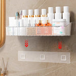 panier rangement mural transparent lignes verticales moderne fixations cosmétiques