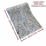 tapis décoratif moderne blanc cassé bleu noir veines abstrait 250cm 58cm 0.25mm