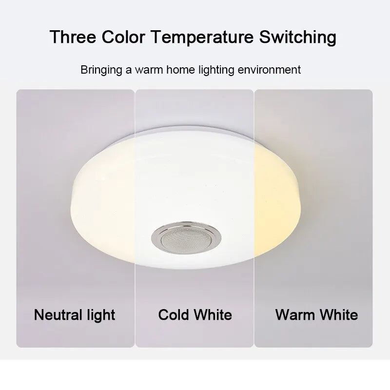 plafonnier led moderne blanc points noirs éclairage rgb télécommande 220v ac musique