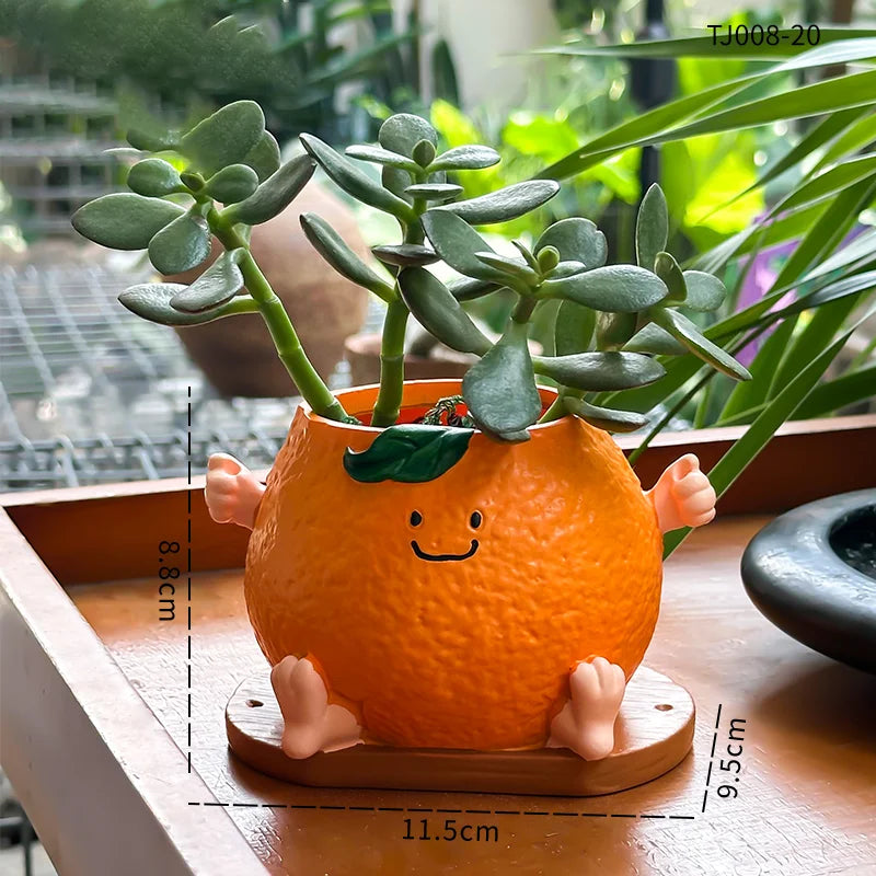 pots fleurs orange succulentes deco ludique mains pieds verte classiqueextérieur jardin mignon