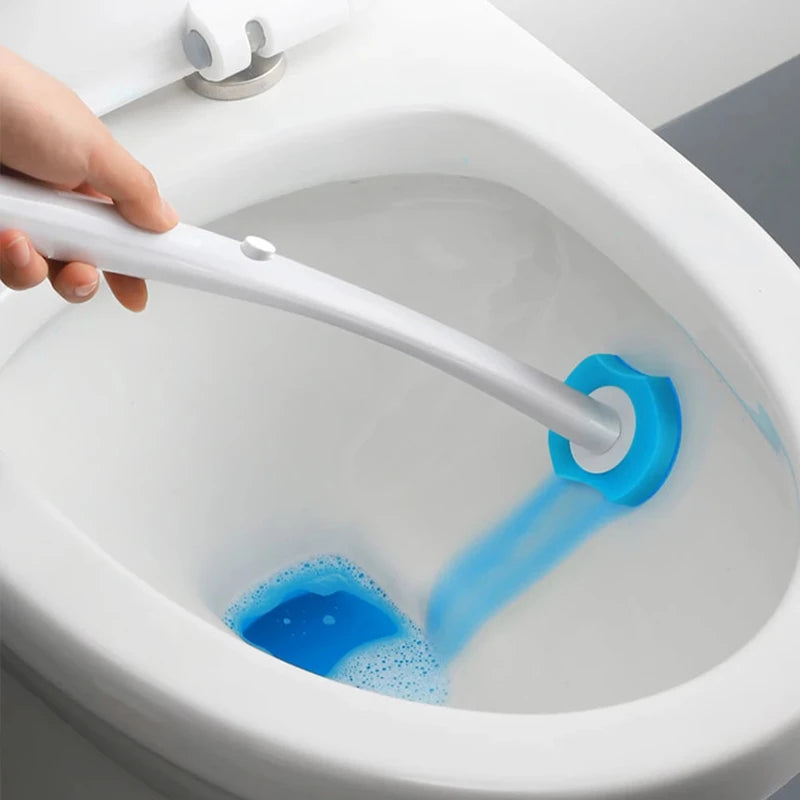 brosse toilette long manche remplacement facile blanc bleu moderne adhésif rechargeable set