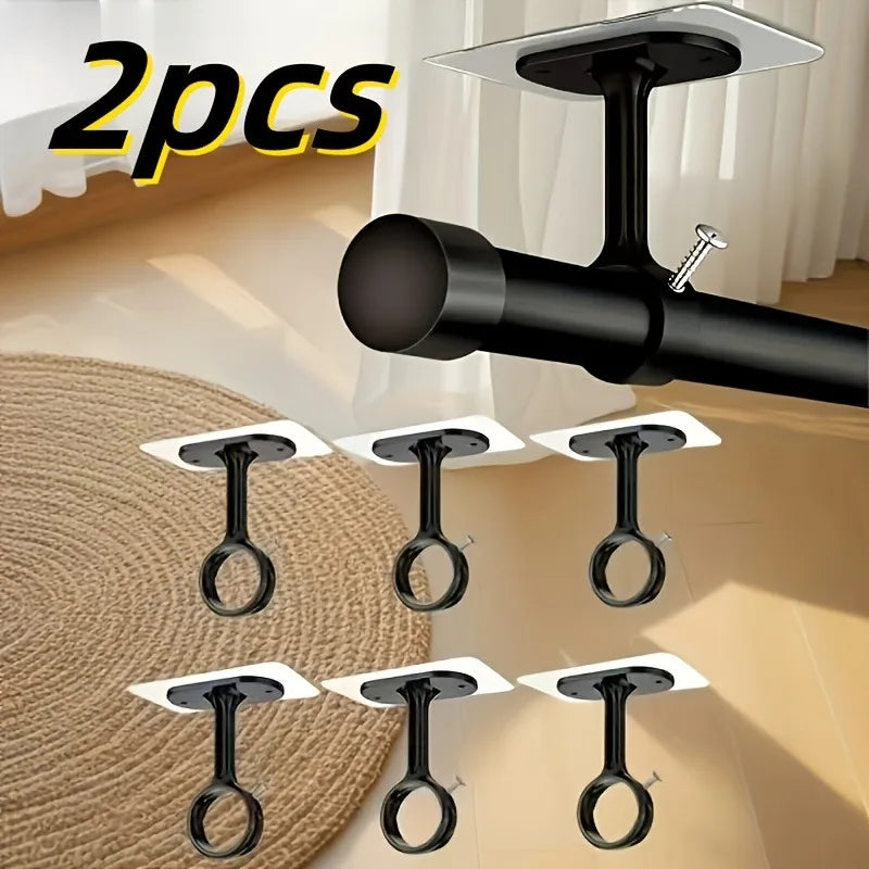 supports tringles rideaux adhésifs sans perçage réglables robustes transparents noirs multiples utilisations modernes minimalistes