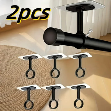 supports tringles rideaux adhésifs sans perçage réglables robustes transparents noirs multiples utilisations modernes minimalistes