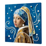 kit peinture points tableau décoratif baleine océan fleurs bleu blanc beige