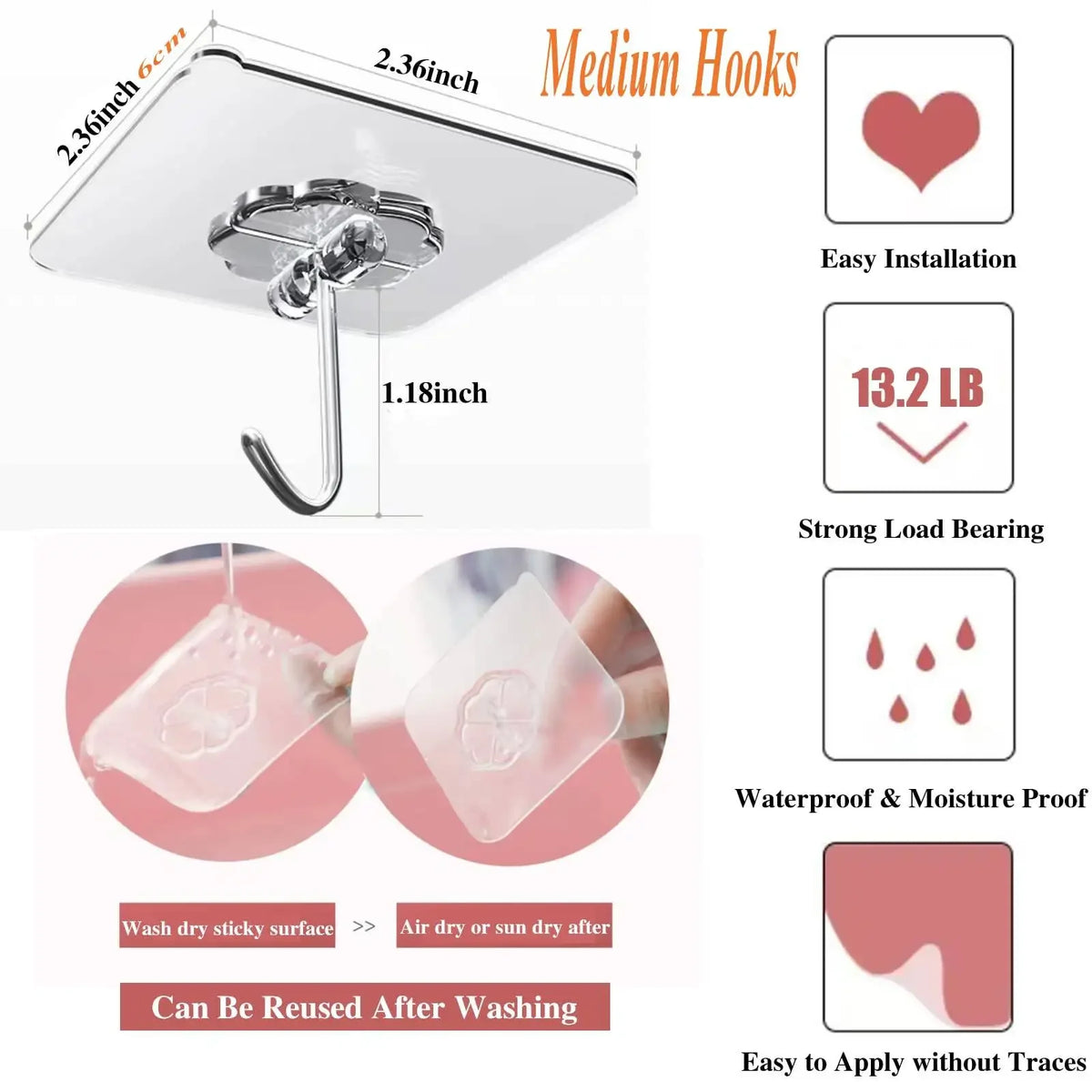 crochets murals adhésifs argentés transparents modernes maison salle bain cuisine utilisation multiple pack 10