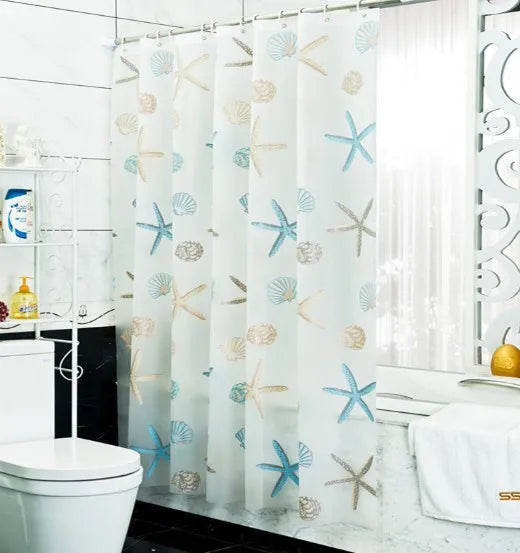 rideau douche moderne étoiles mer bleu océan translucide salle bain imperméable
