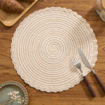 placemats tissés spirale beige noir vert rustique opaques table cuisine