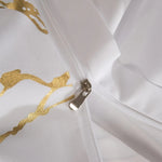housse couette taies d'oreiller ensemble literie marbre doré fond blanc moderne luxueux polyester