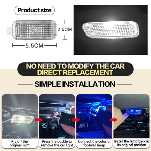 lampe d'ambiance voiture transparente moderne adhésive 12 24V VW Transporter Tiguan Sharan fixe intérieur